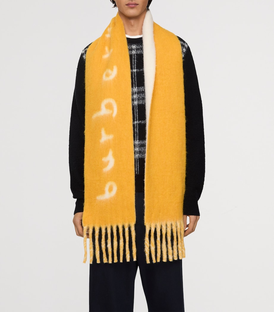 Burberry Yellow Alpaca-Blend Reversible Logo Scarf
