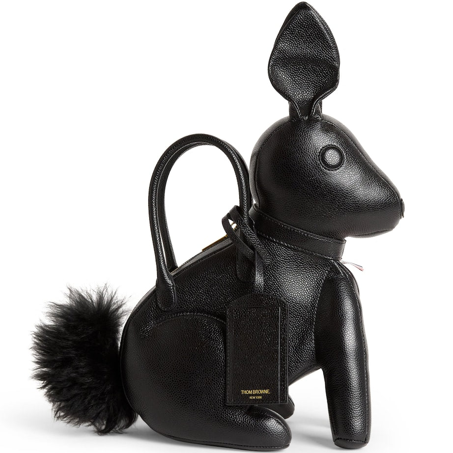 Black Lather Rabbit Top-Handle Bag