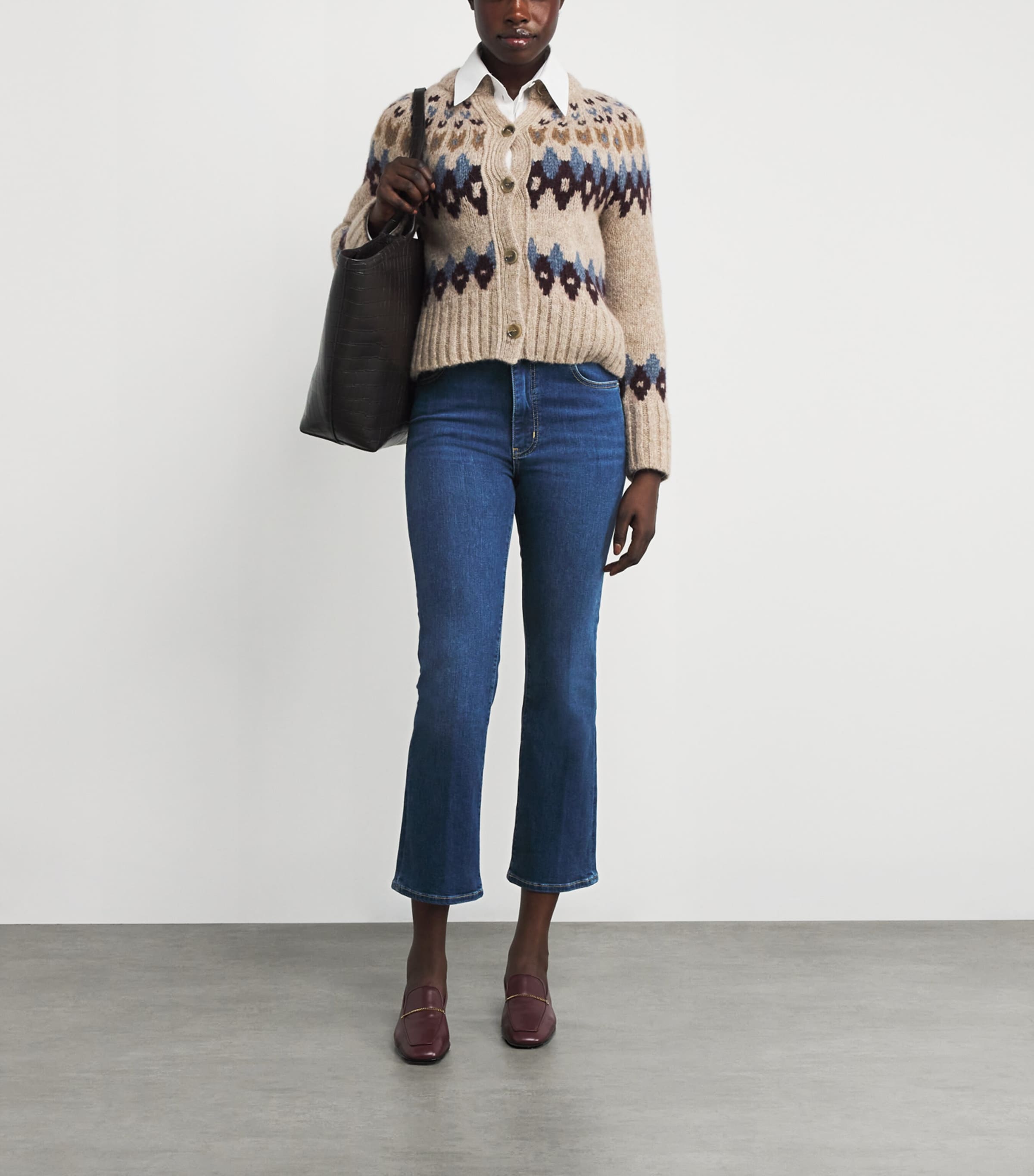 FRAME Blue The Reboot Crop Bootcut Jeans