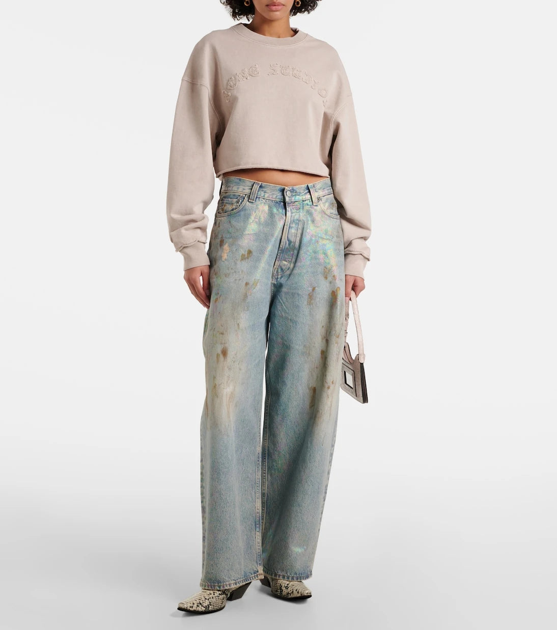 Acne Studios - Logo cropped cotton jersey sweatshirt