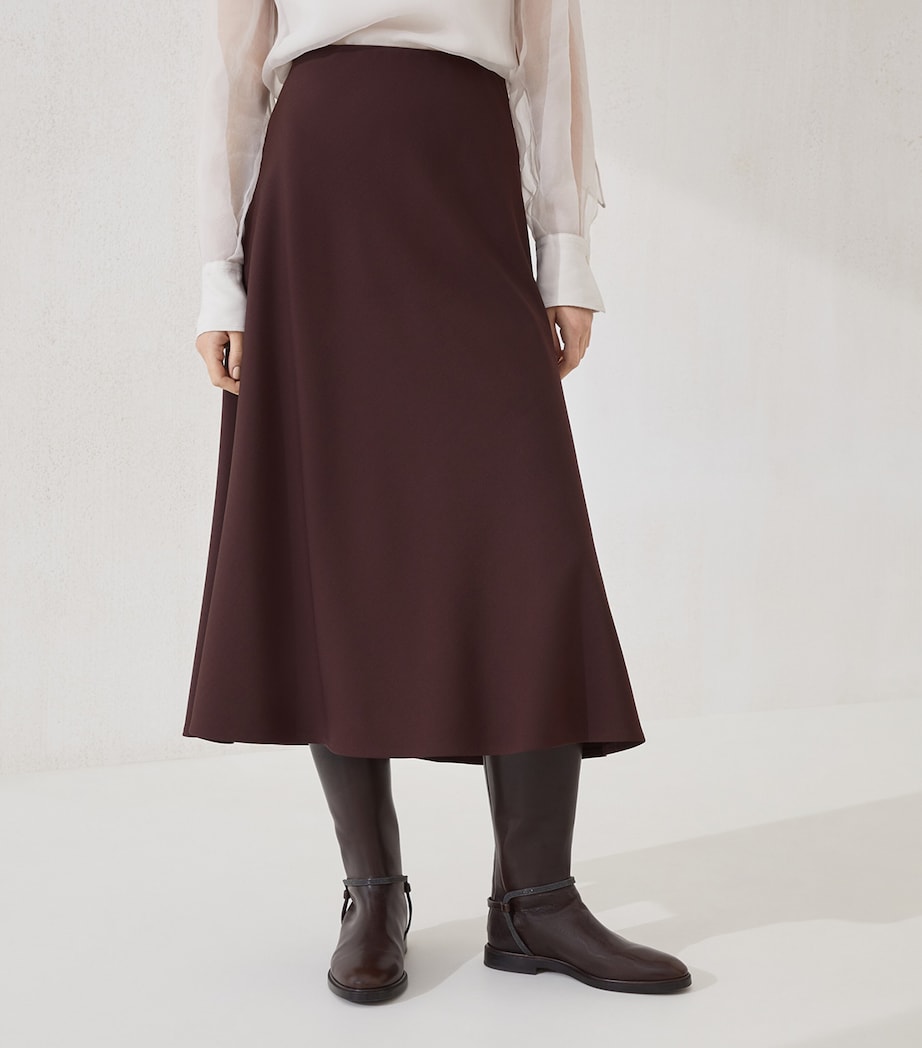 Virgin Wool-Blend Twill Flute Skirt Skirt