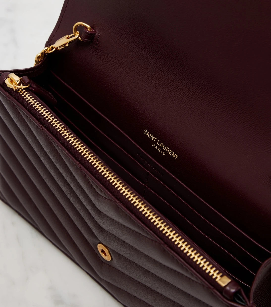 Saint Laurent - Cassandre Envelope leather wallet on chain