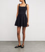 Black Cotton Square-Neck Mini Dress