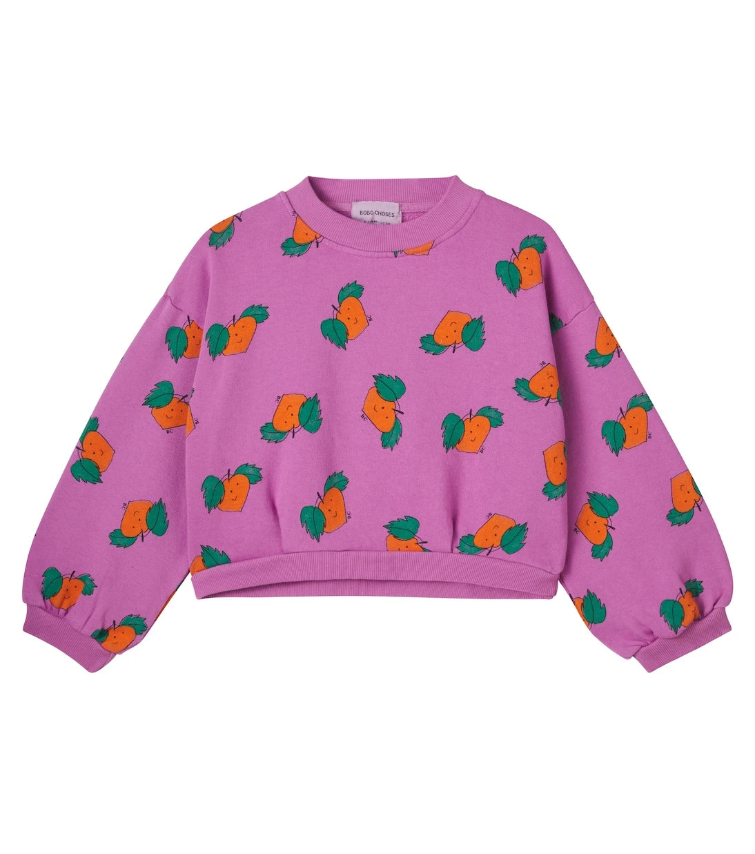 Bobo Choses - Tangerine cropped cotton sweatshirt