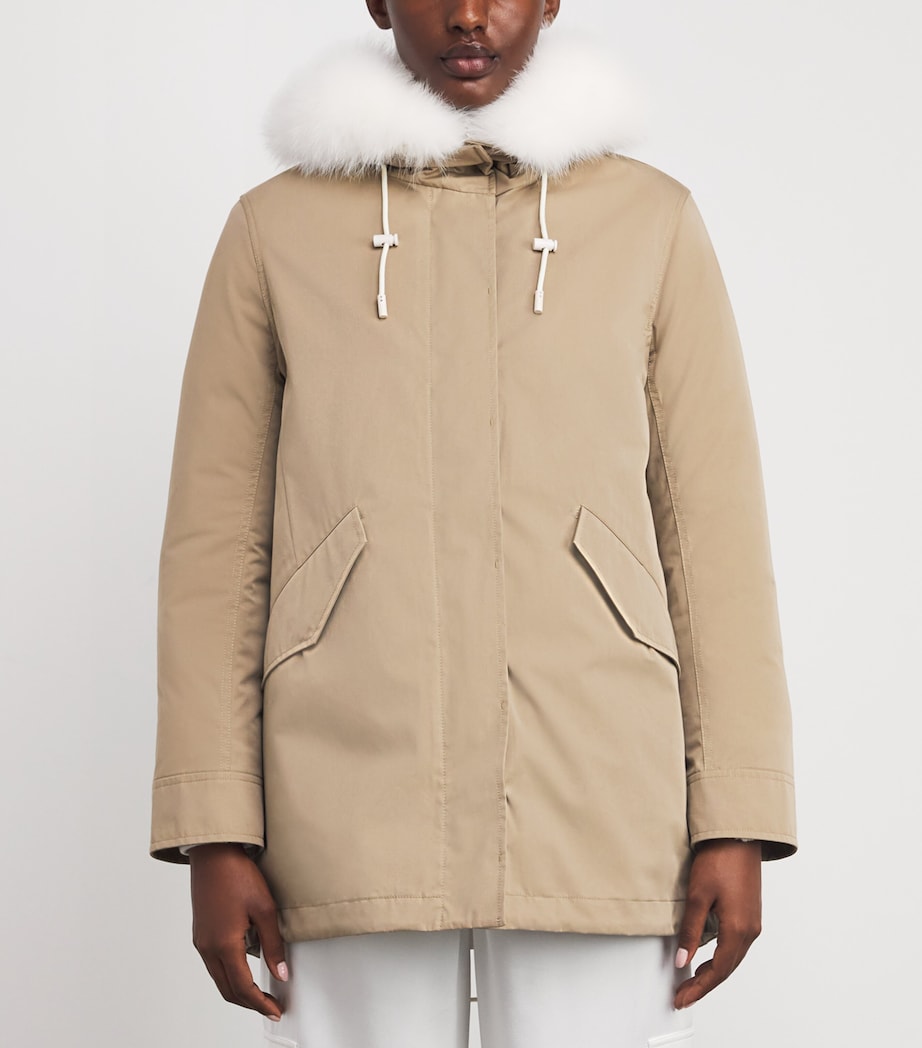 Yellow Fox-Rabbit Blended-Cotton Parka (72cm)