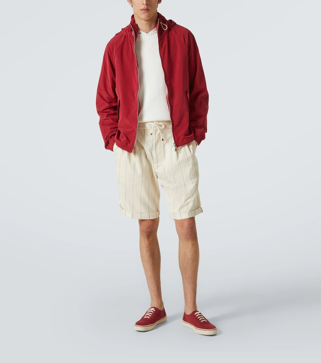 Brunello Cucinelli - Striped wool and cotton Bermuda shorts