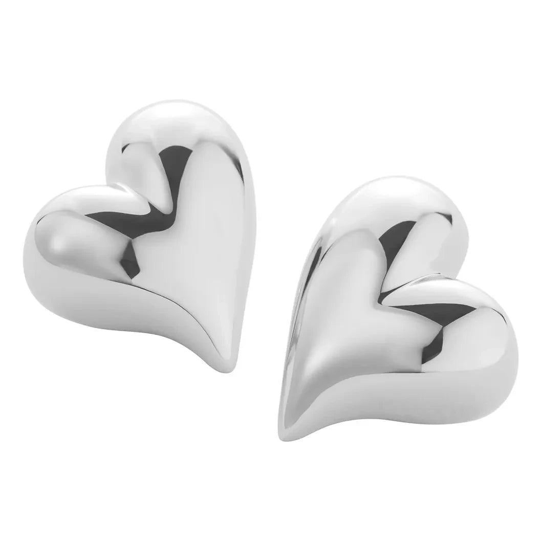 Jenny Bird - Art Heart Earrings | Silver