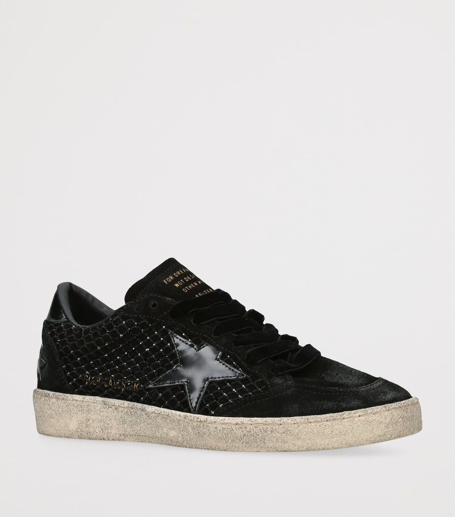 Golden Goose Black Suede and Swarovski Crystal Ball Star Sneakers