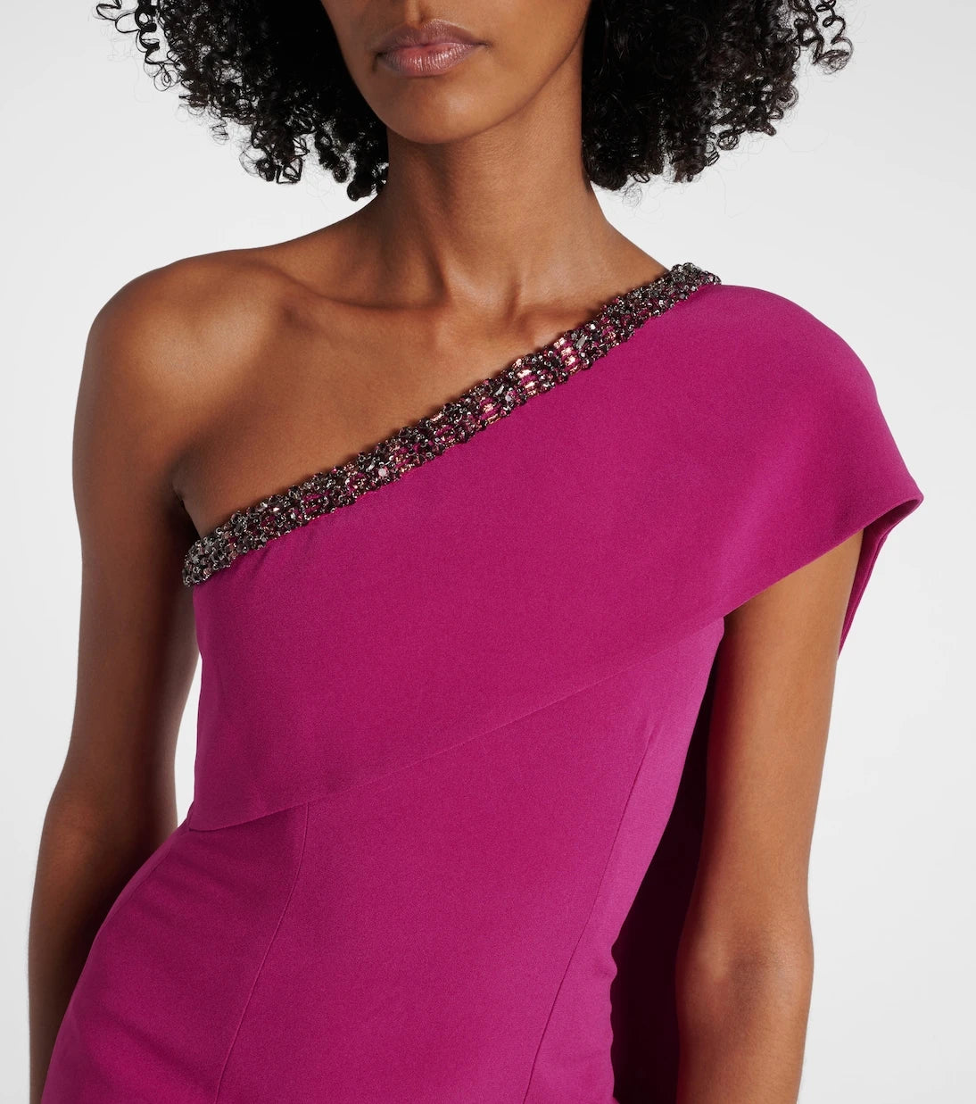 Roland Mouret - Caped embellished satin crêpe gown