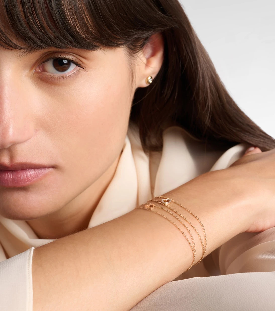 Repossi - Letters 18kt rose gold bracelet with diamonds