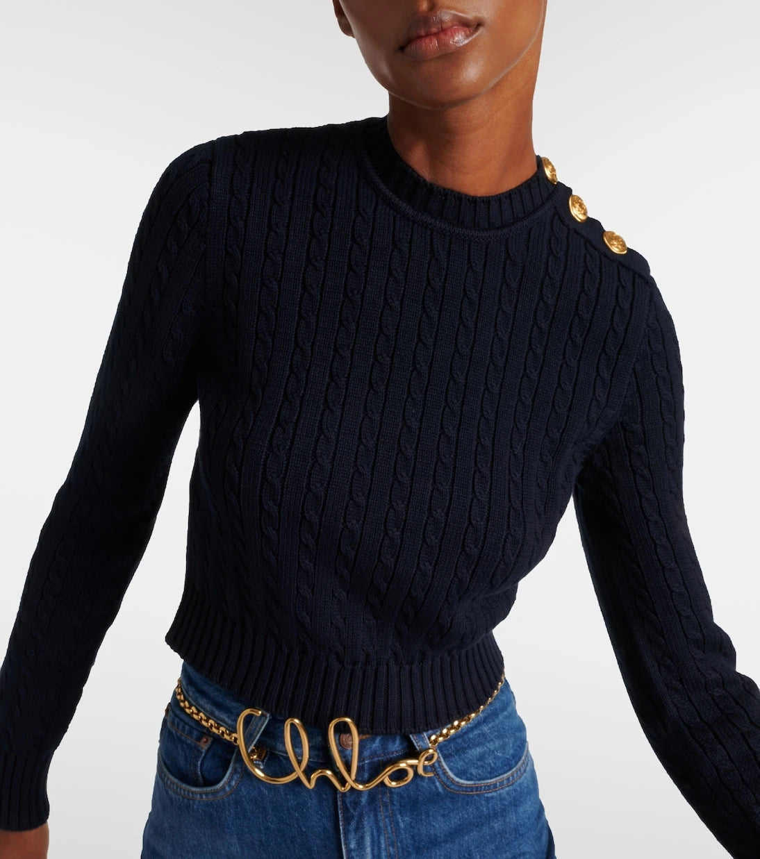 Chloé - Cropped cable-knit cotton sweater