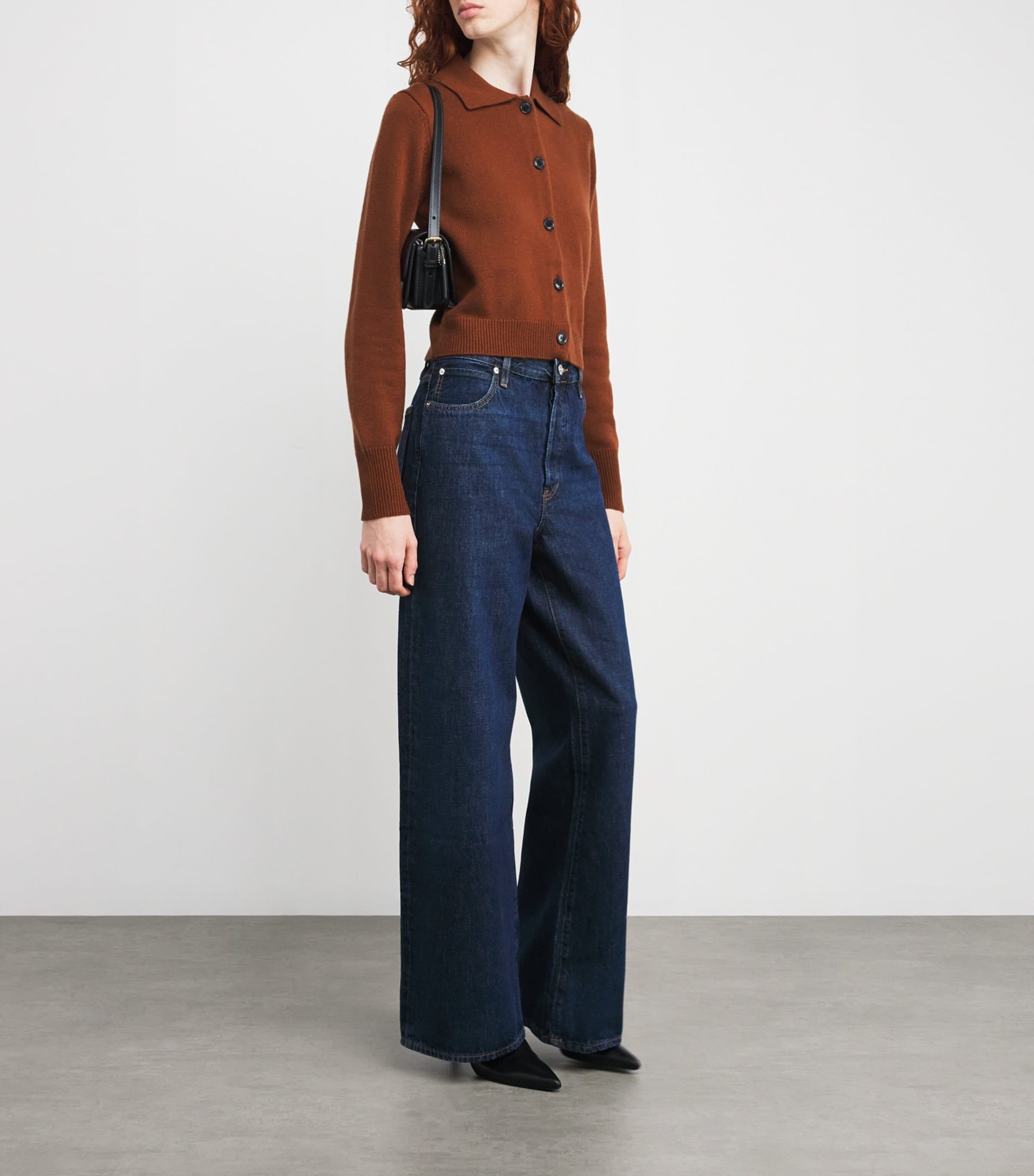 Brown Cashmere Shrunken Cardigan