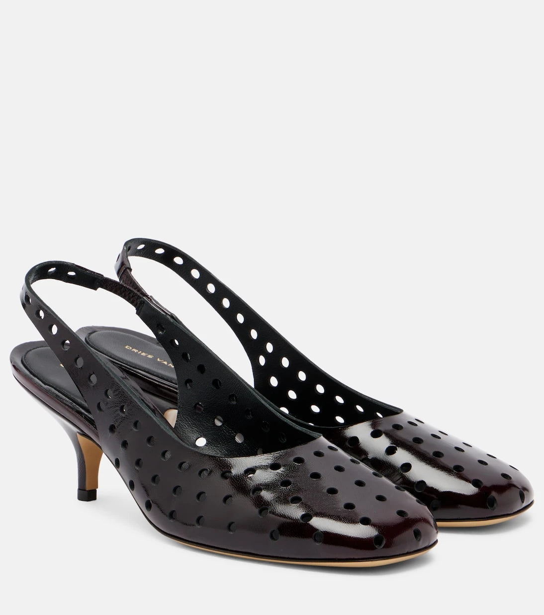 Dries Van Noten - 65 perforated leather slingback pumps