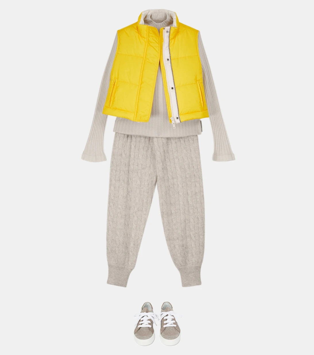 Brunello Cucinelli Kids - بنطال رياضي ميتاليك منسوج بنقشة كابل