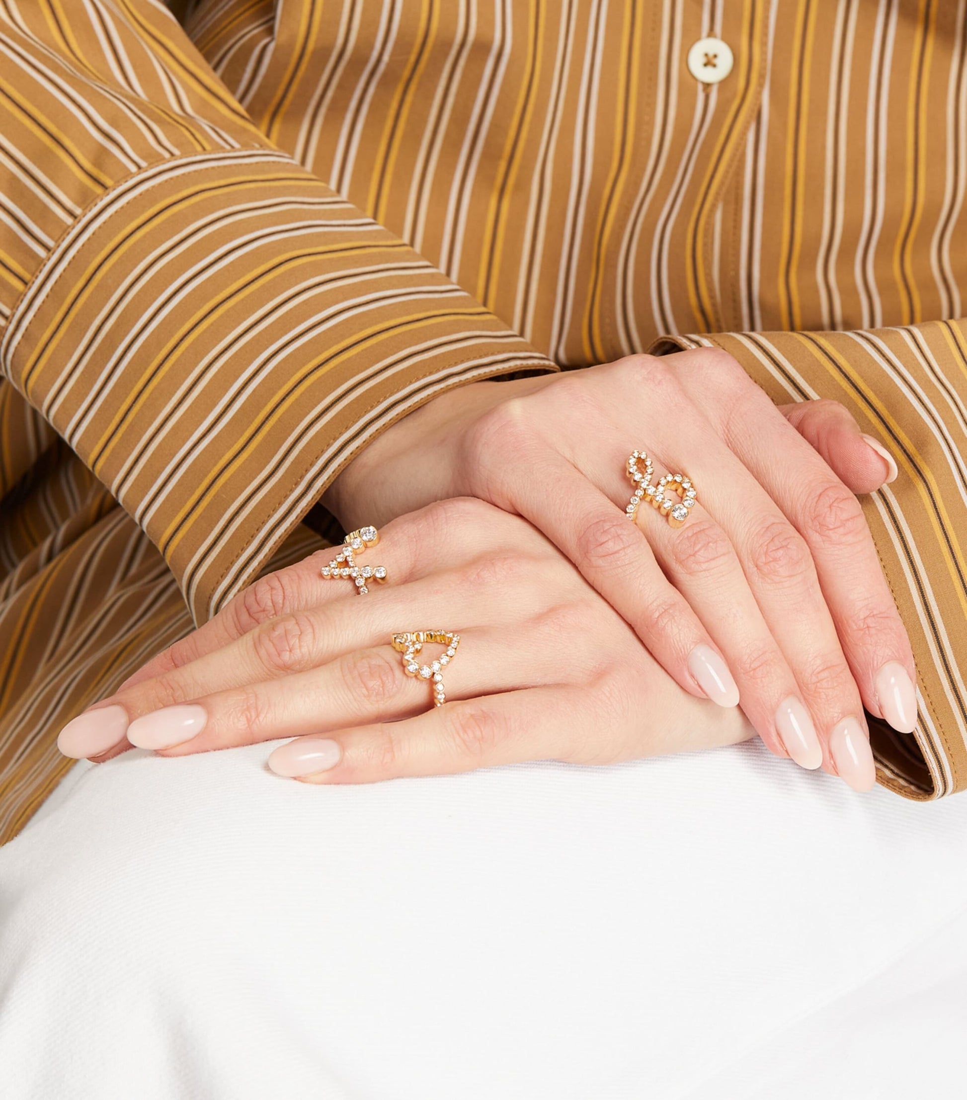 Sophie Bille Brahe Yellow Gold and Diamond Ensemble 'G' Ring