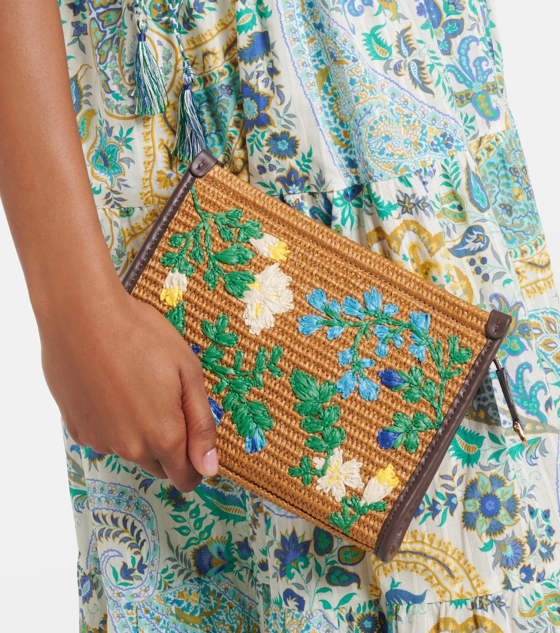 Etro - Floral raffia shoulder bag