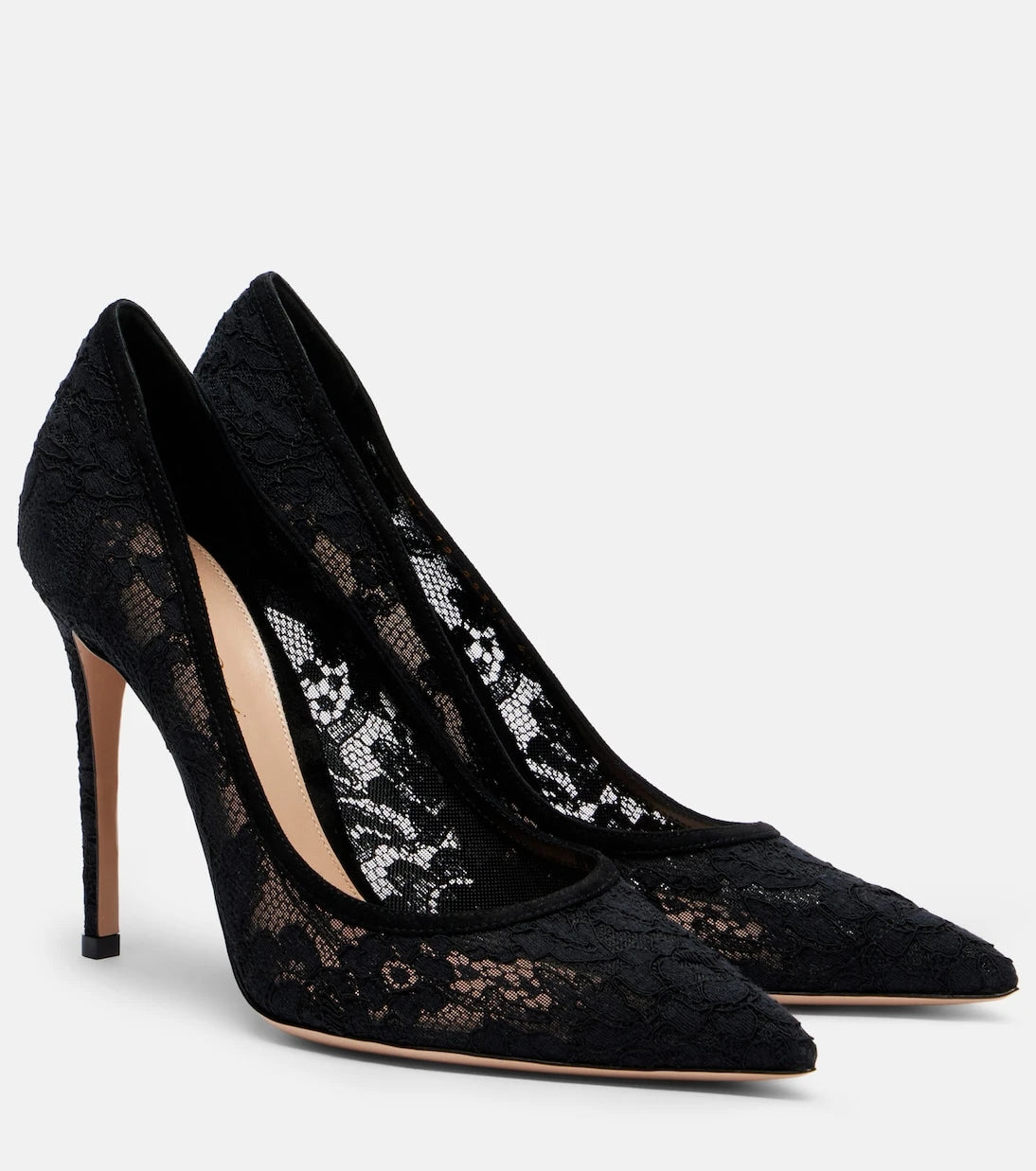 Gianvito Rossi - Claudia suede-trimmed lace pumps