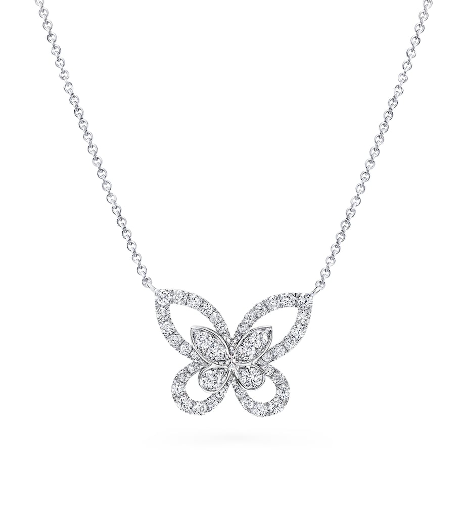 White Gold and Diamond Mini Butterfly Necklace