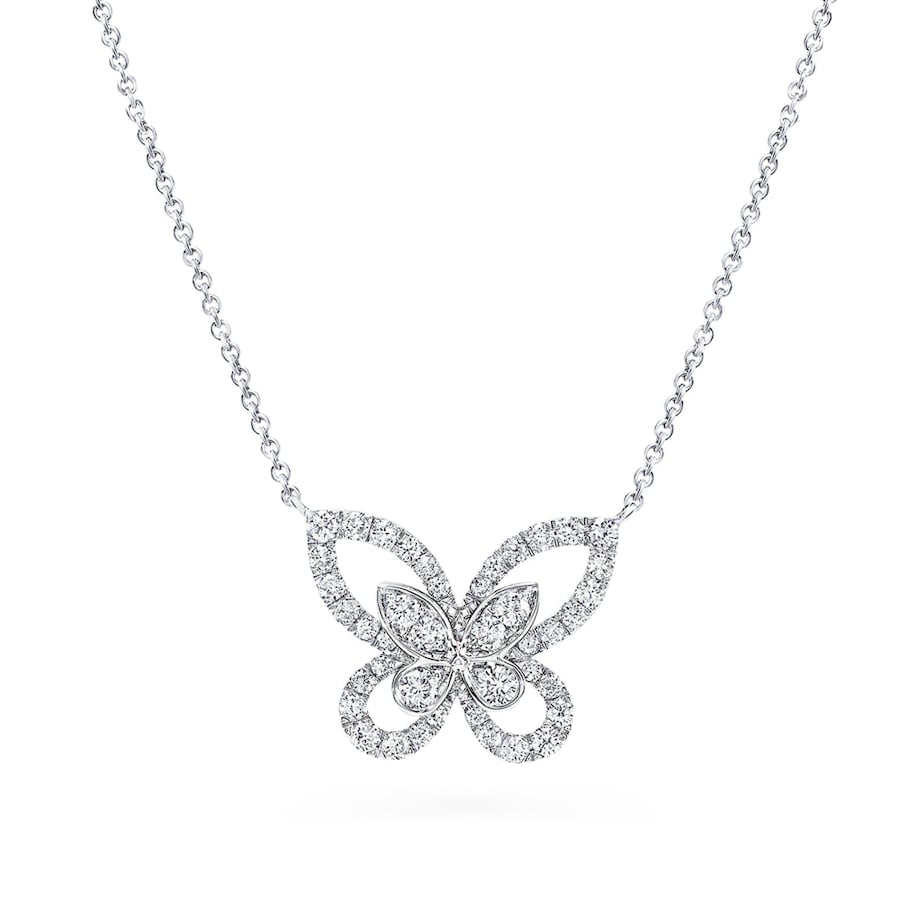 White Gold and Diamond Mini Butterfly Necklace
