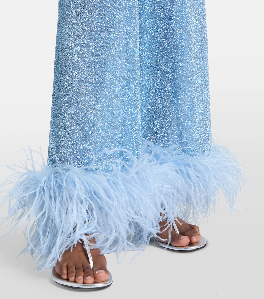 Oséree - Lumière feather-trimmed wide-leg pants