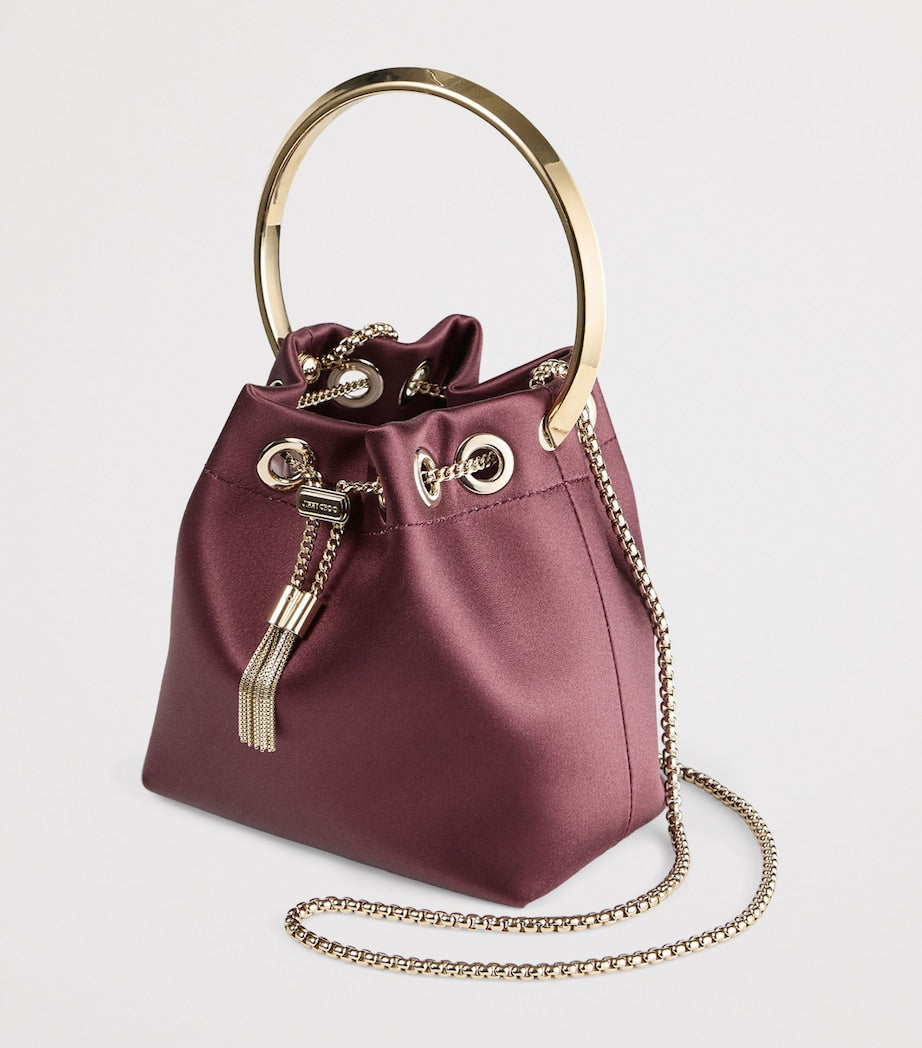 Jimmy Choo Burgundy Satin Bon Bon Top-Handle bag