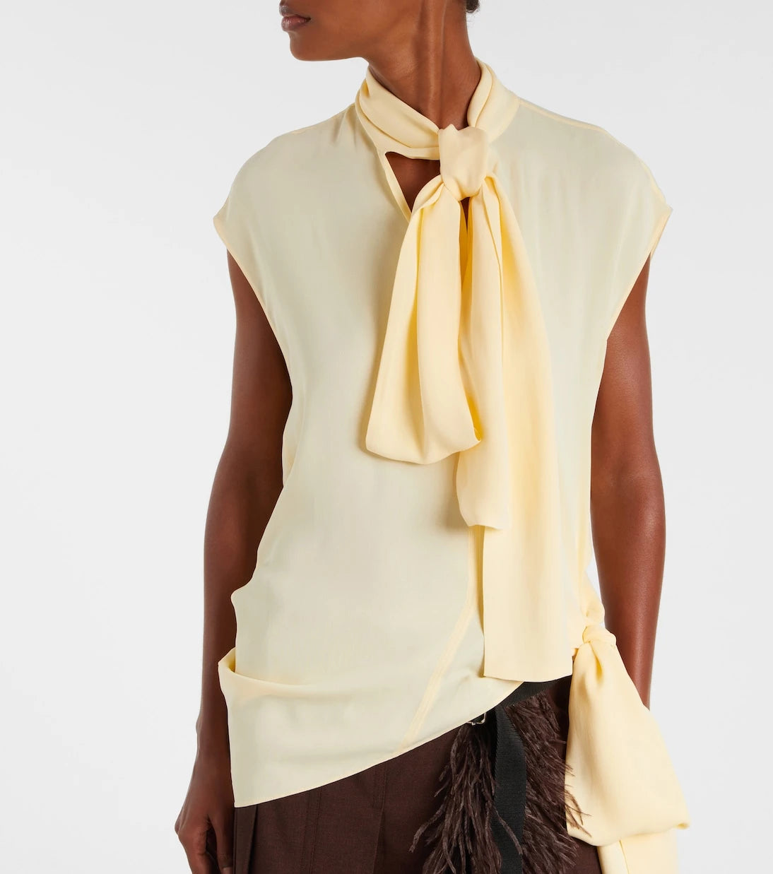 Plan C - Asymmetric tie-neck blouse