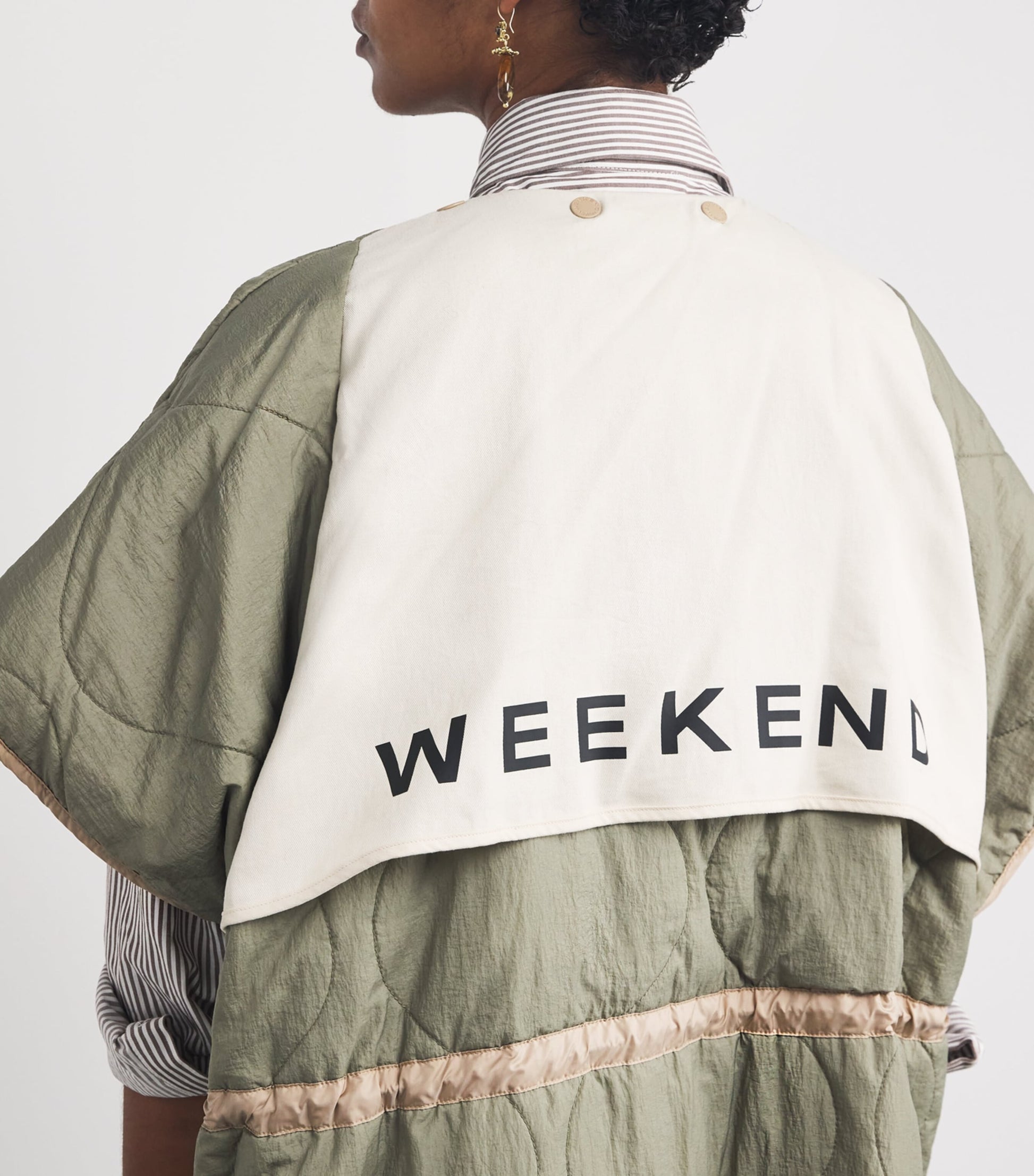 Weekend Max Mara Beige Reversible Padded Cape Jacket