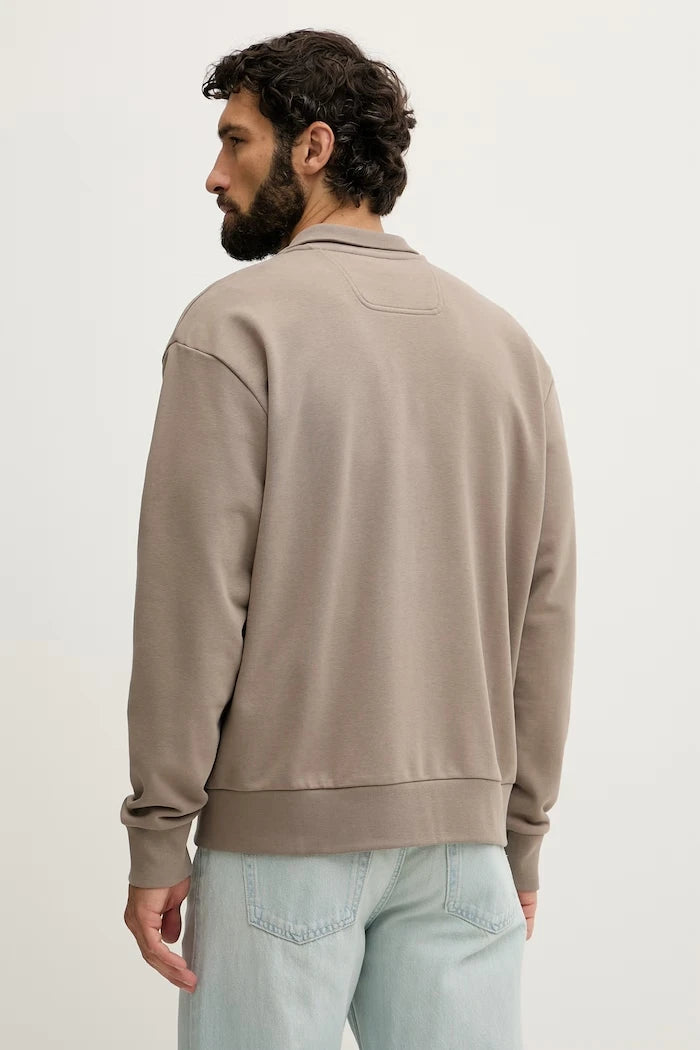 BOSS Green Erkek Pamuklu Fermuarlı Sweatshirt SW_Collar Full Zip