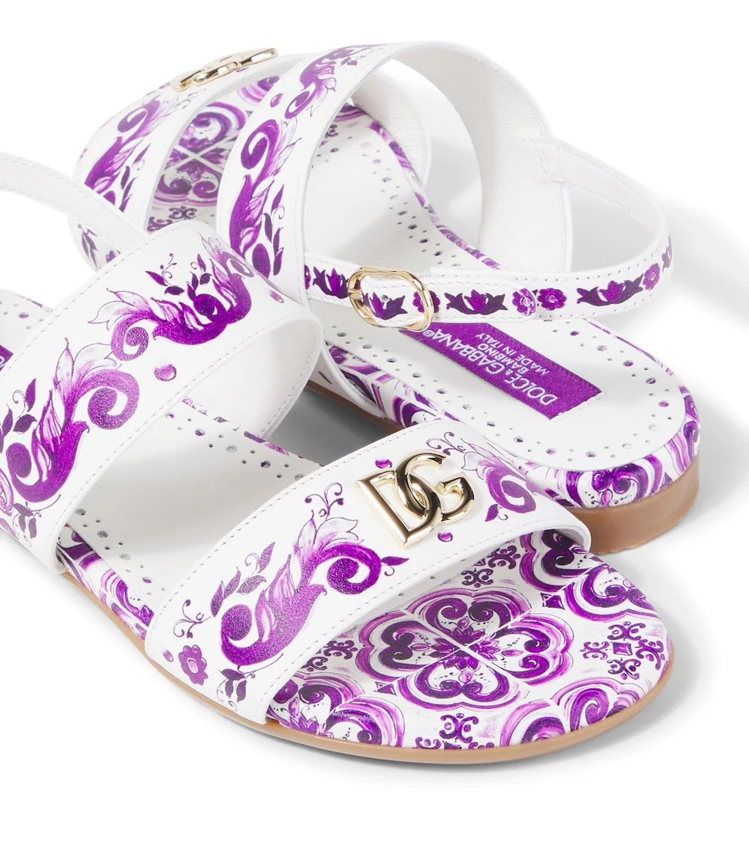 Dolce&Gabbana Kids - DG Majolica leather sandals