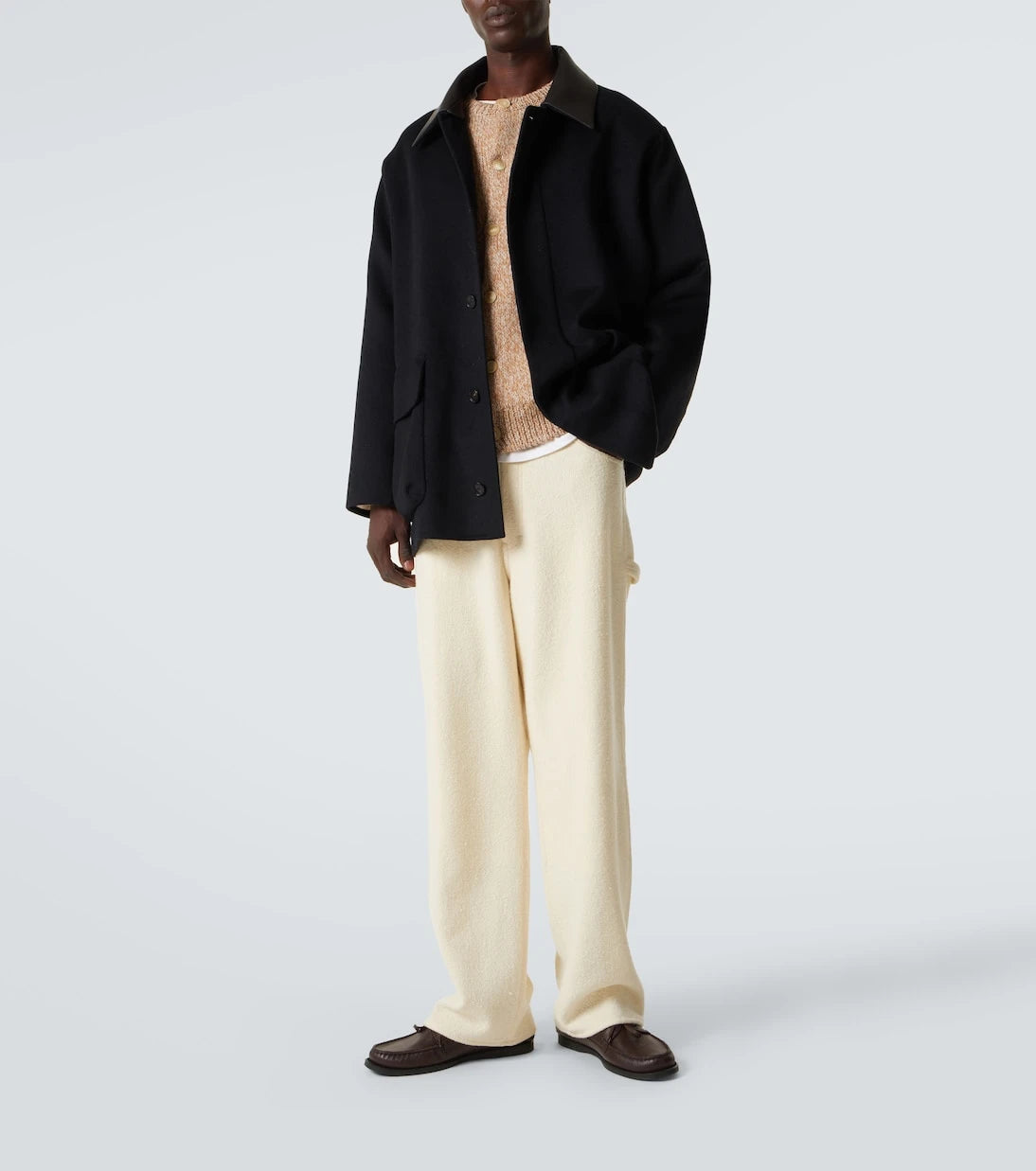 Auralee - Leather-trimmed cashmere blouson jacket