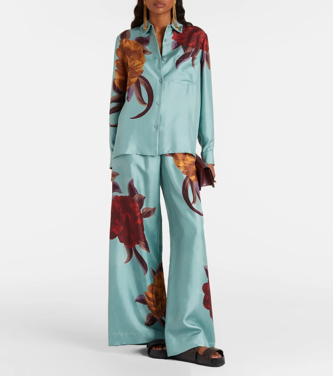 La DoubleJ - Floral silk palazzo pants