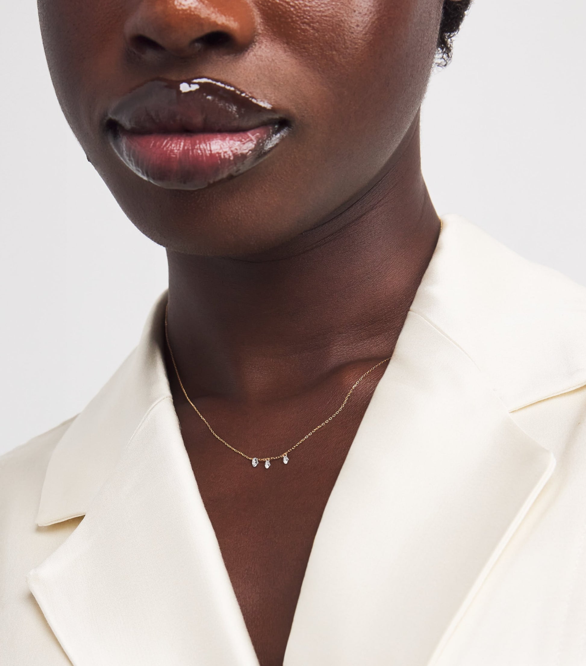 Persée Yellow Gold and Diamond 3-Stone Danaé Necklace