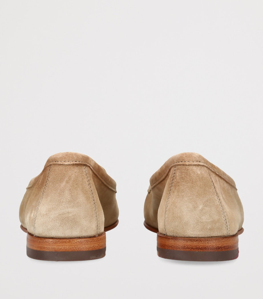 Santoni Beige Suede Carla Loafers