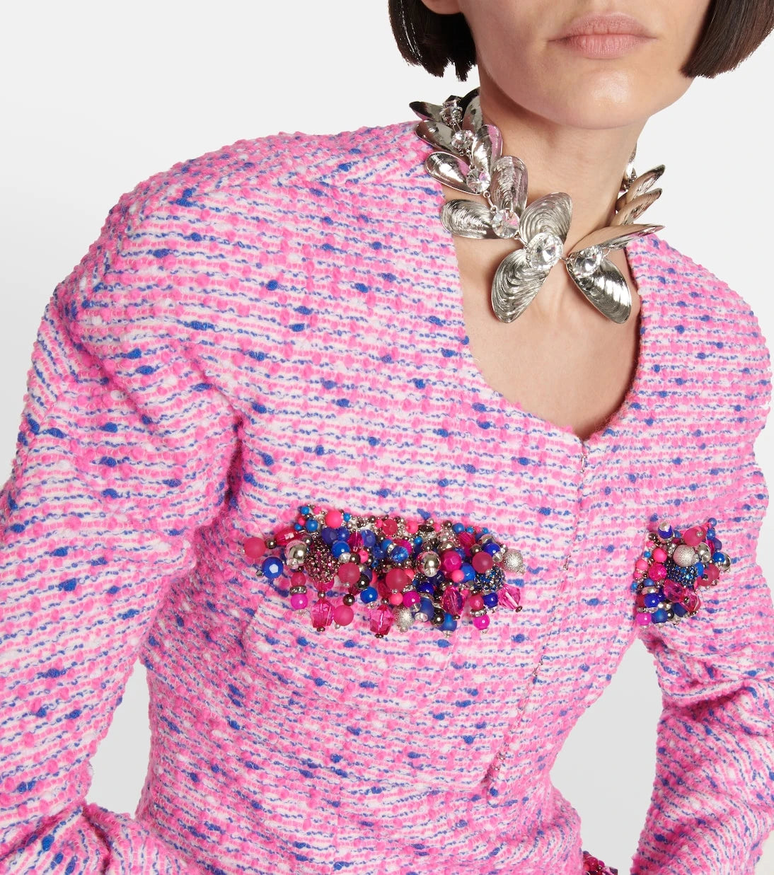 Area - Embellished bouclé cropped jacket