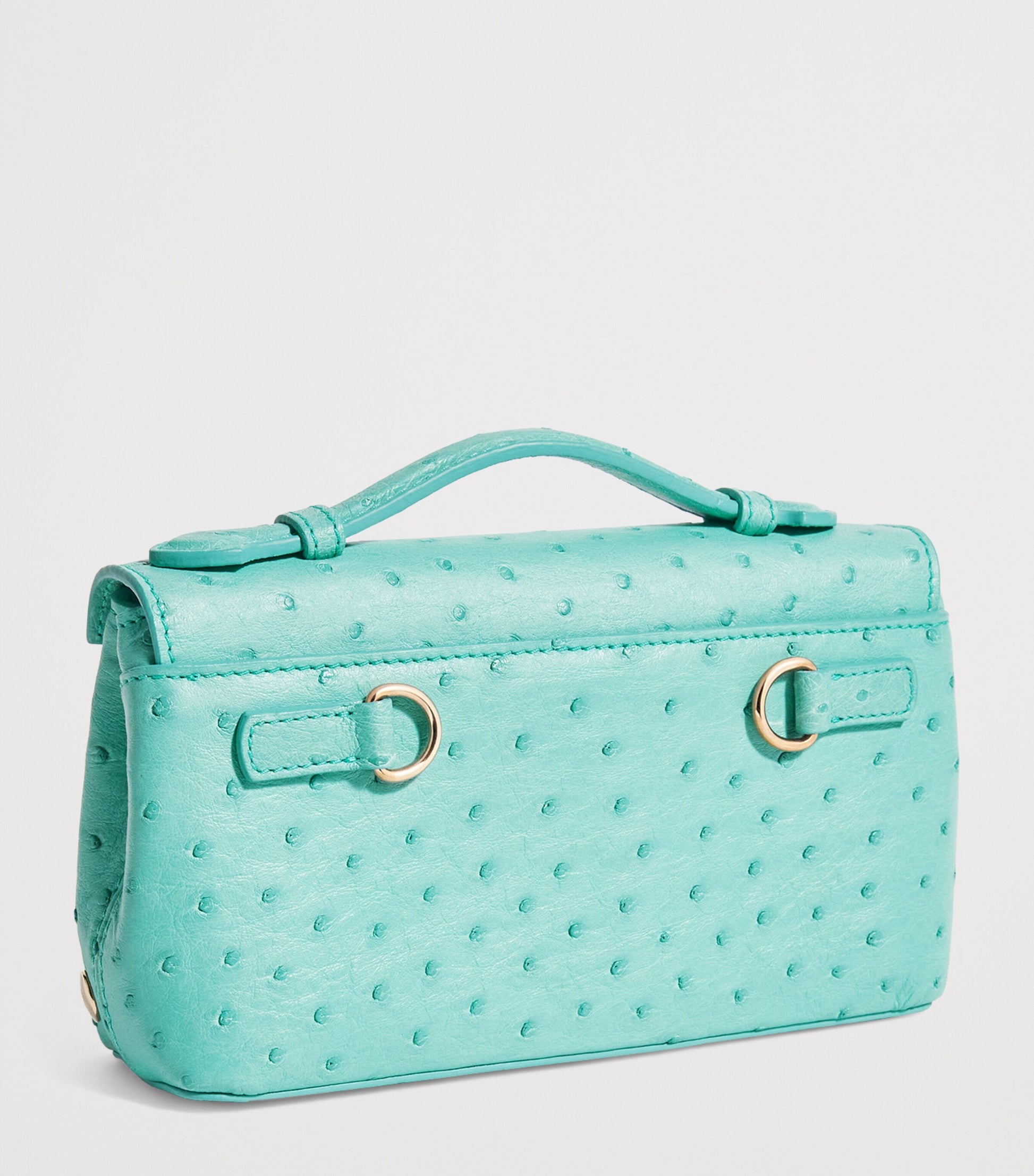 Analeena Blue Ostrich Leather Top-Handle Bag