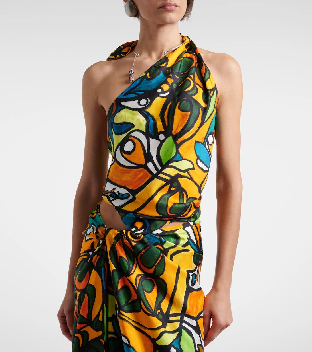 Christopher Esber - Printed draped silk top