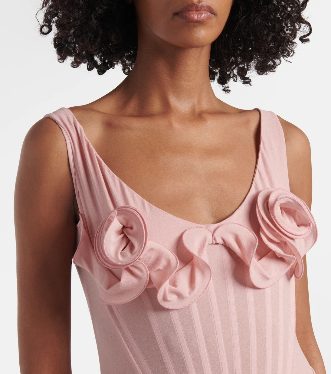 Magda Butrym - Floral-appliqué silk-blend bustier dress