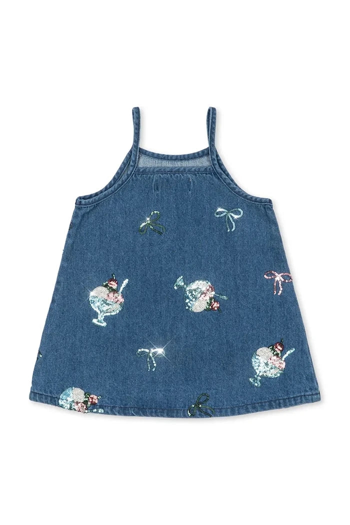 Детска дънкова рокля Konges Sløjd MAGOT SEQUIN STRAP DRESS GOTS