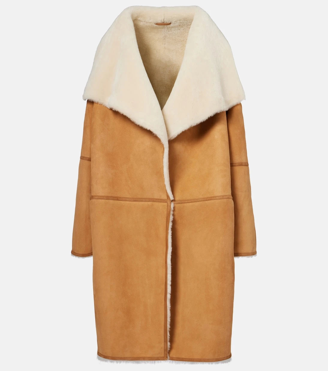 Toteme - Shearling-trimmed suede coat