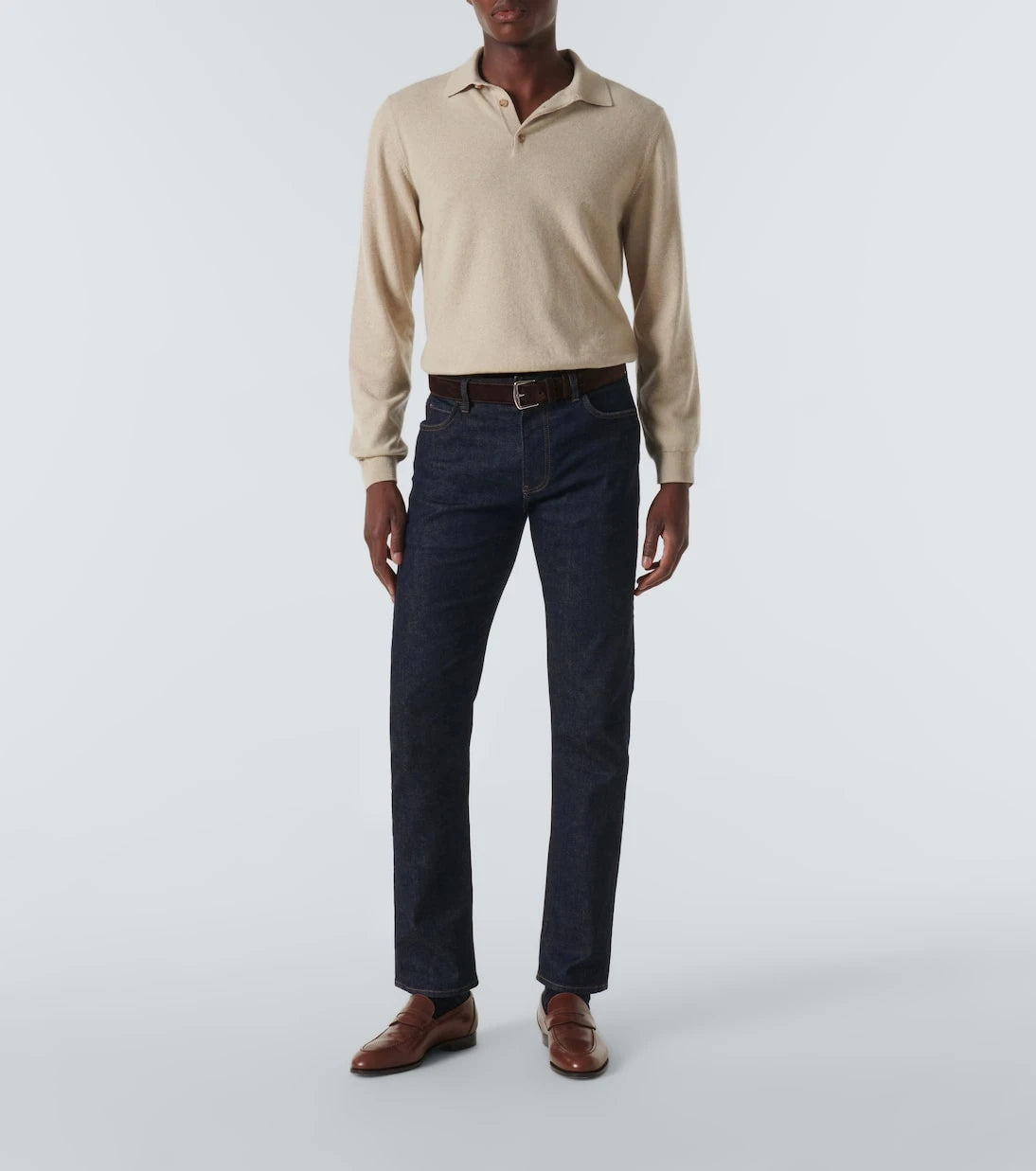 Loro Piana - بنطلون جينز كوارونا بقصة ضيقة وخصر متوسط الارتفاع