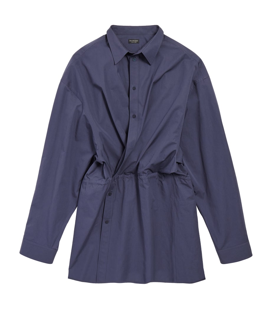 Balenciaga Blue Cotton Mini Shirt Dress
