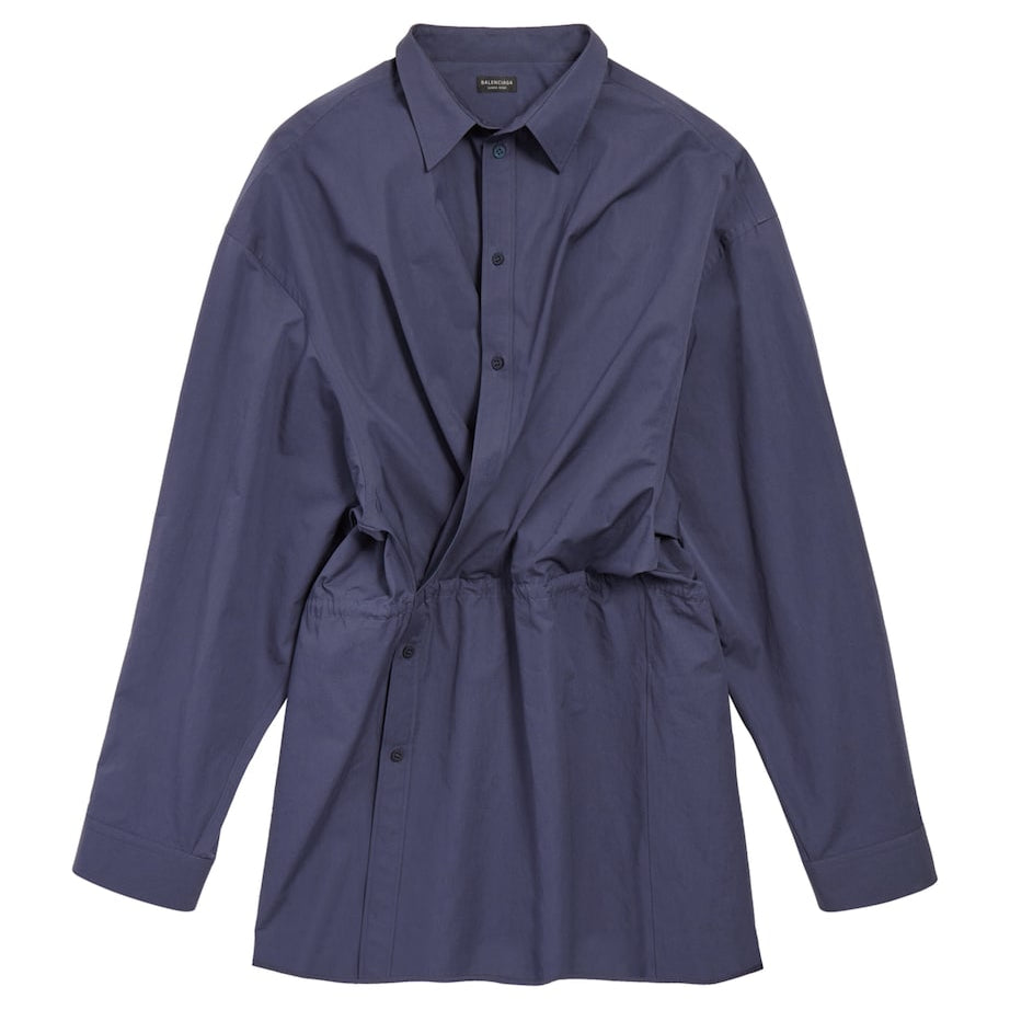 Balenciaga Blue Cotton Mini Shirt Dress