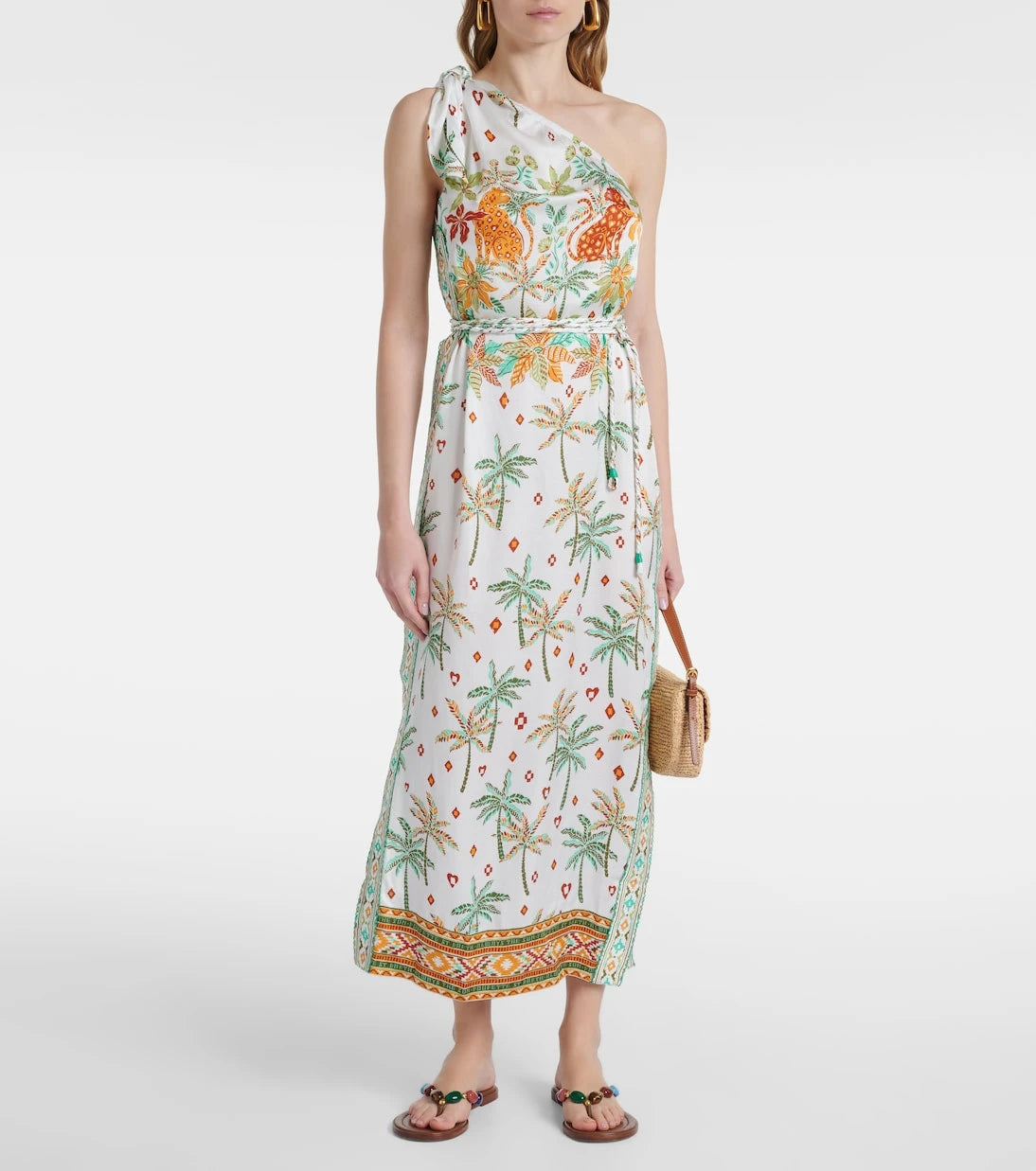 Poupette St Barth - Isabelle printed one-shoulder kaftan