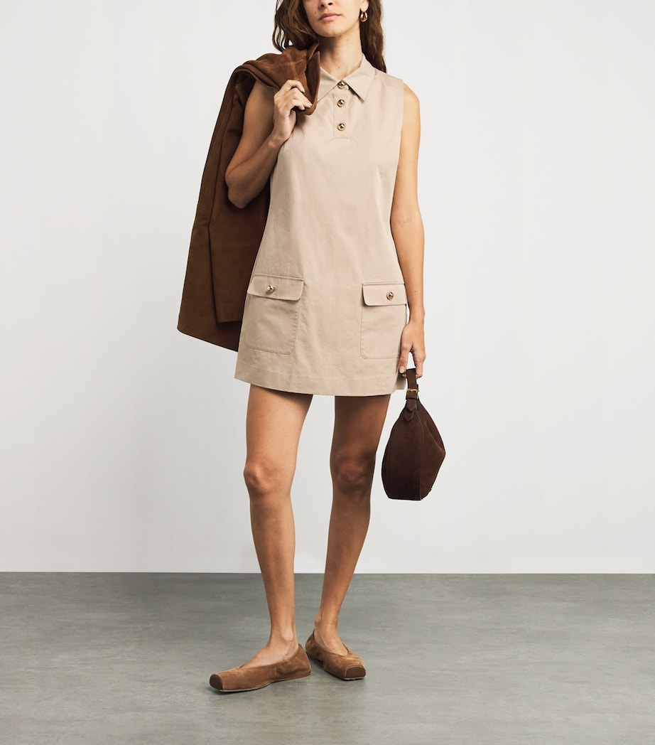 FRAME Beige The Utility Shift Mini Dress