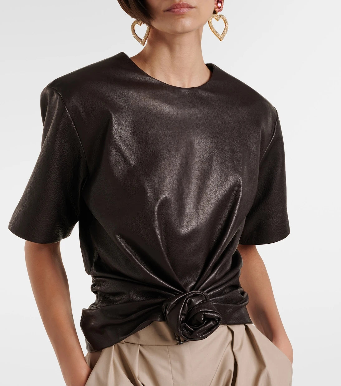 Magda Butrym - Knot-detail leather T-shirt