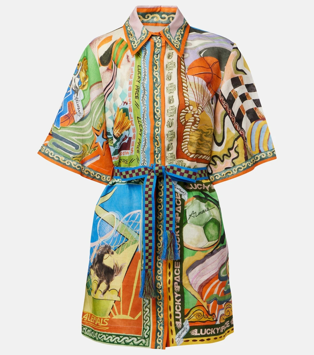 Alémais - Lucky Pace printed linen shirt dress