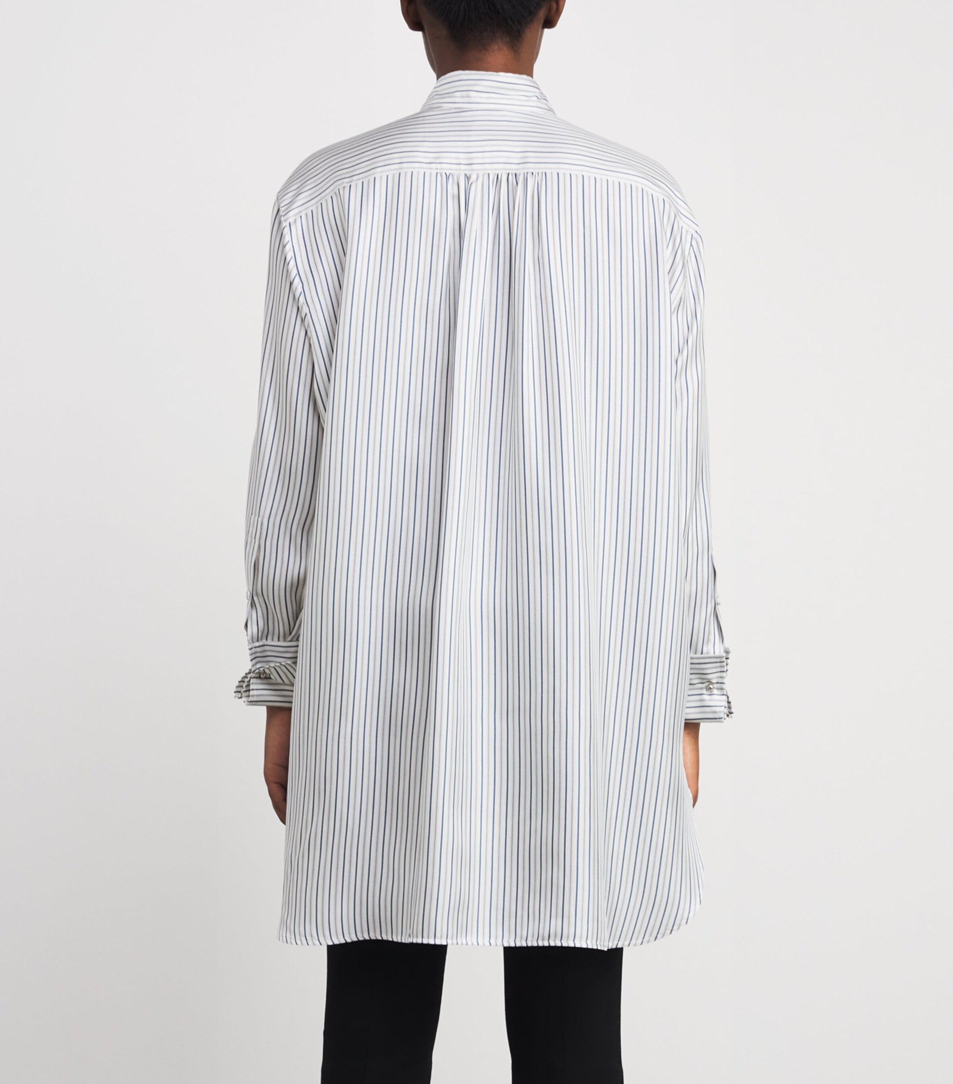 Max Mara White Silk Stripe Mini Shirt Dress