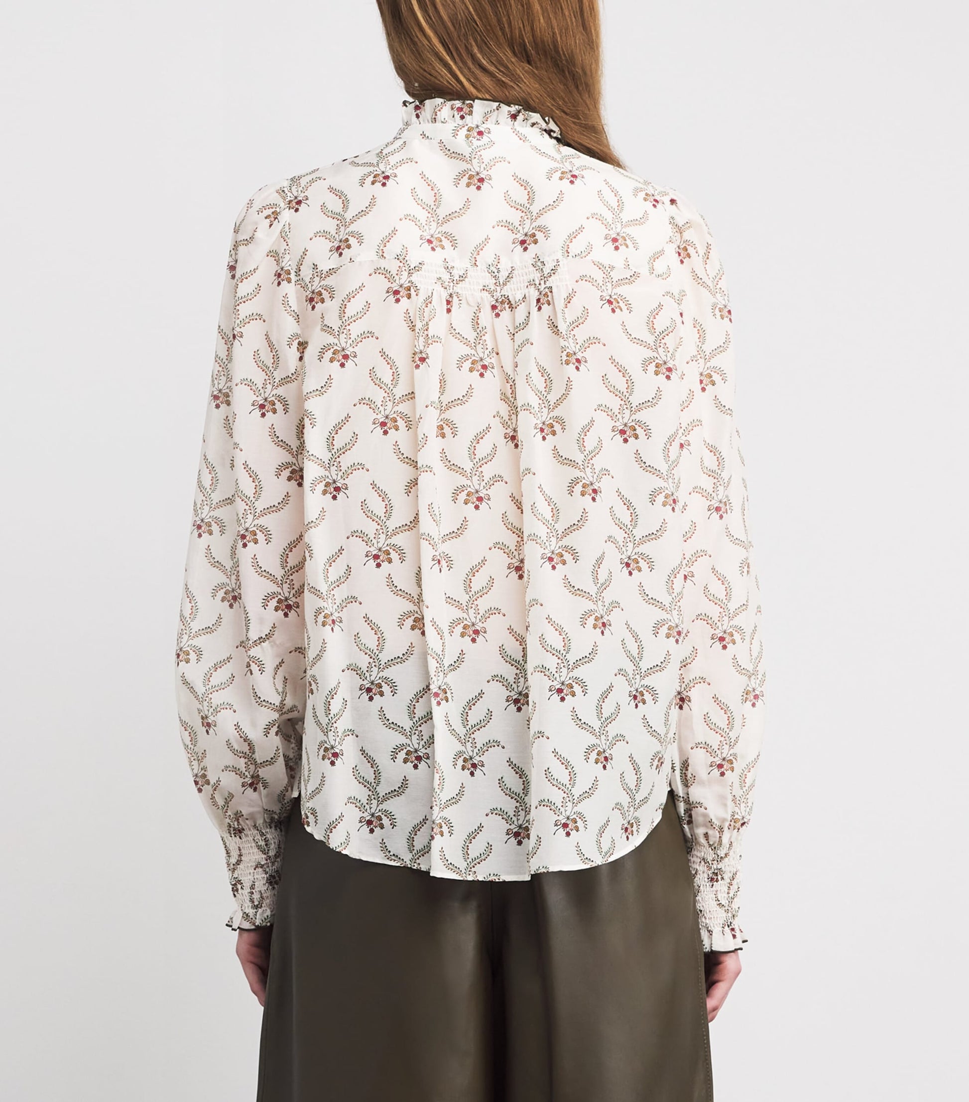 ME+EM Ivory Cotton-Silk Berry Print Blouse