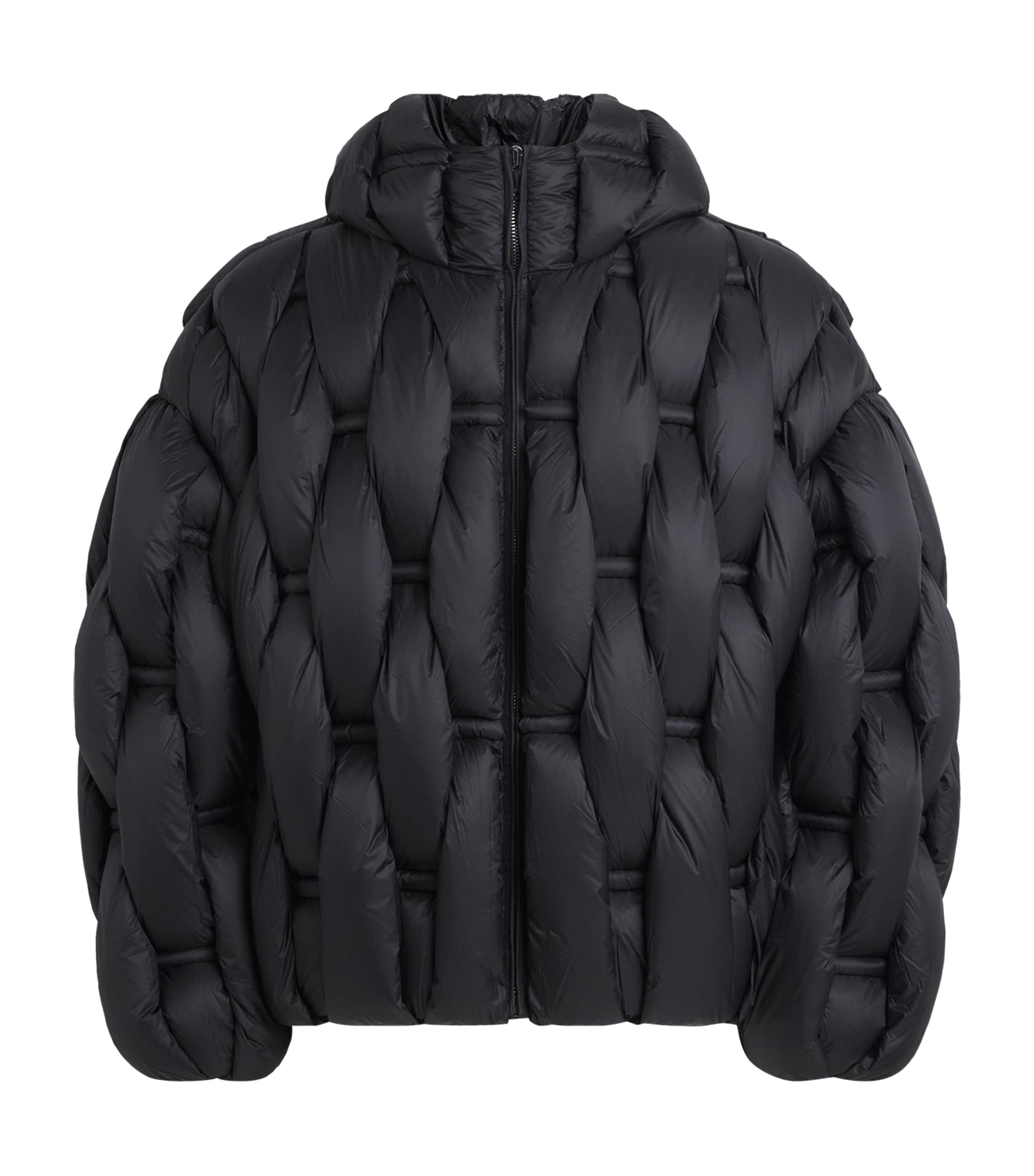 Raxxy Black 3D Down-Filled Woven Puffer Jacket