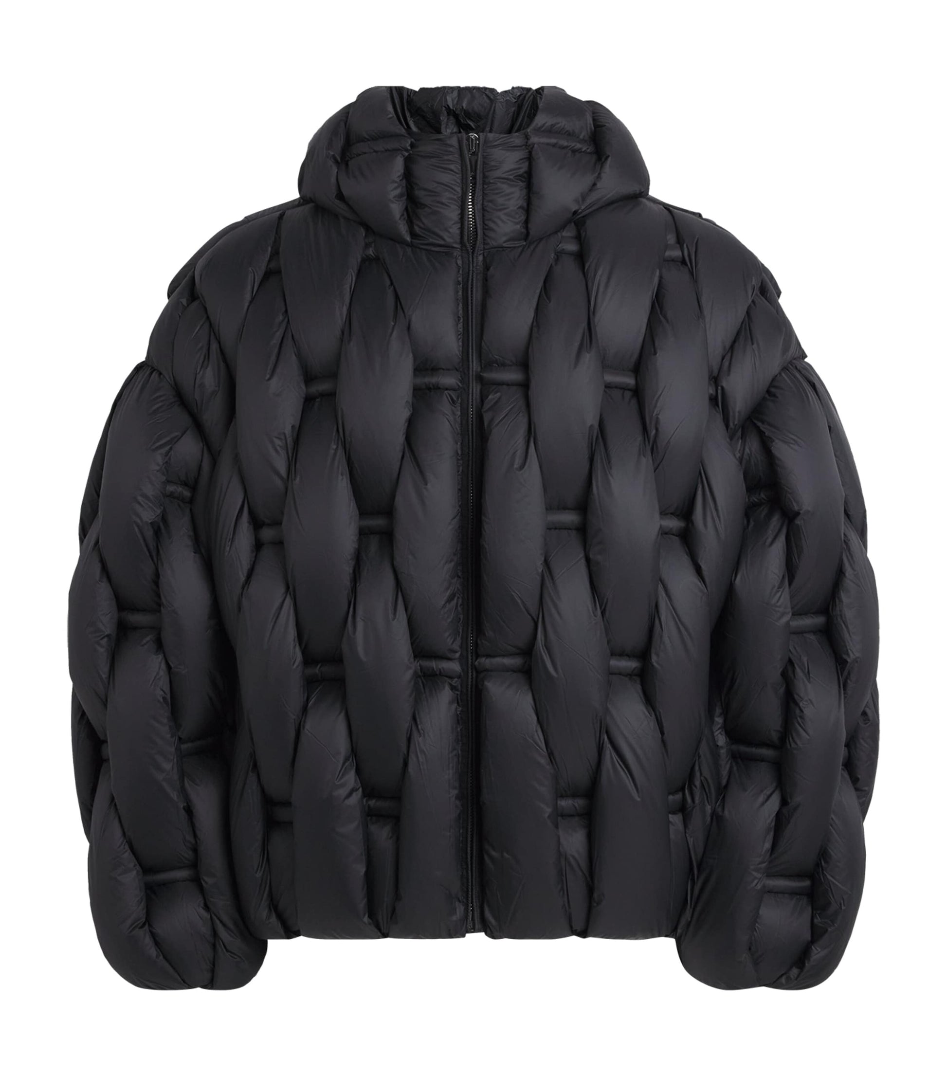 Raxxy Black 3D Down-Filled Woven Puffer Jacket